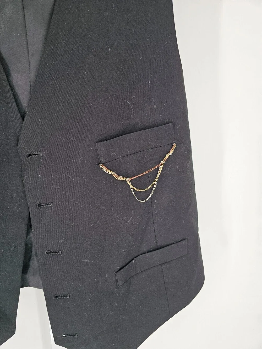Kenneth Cole Reaction Mens Sz M Suit Vest Black w/ Gold Silver Skull Steampunk
